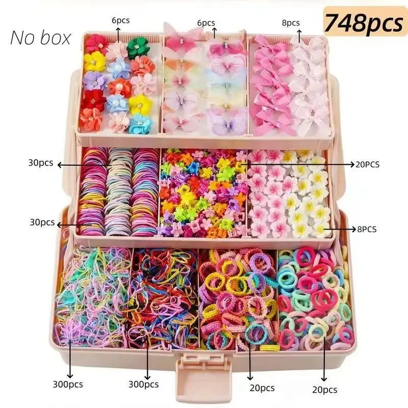 Mega-Set Kinder-Haarschmuck, 748-teilig