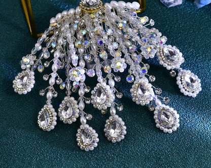 Kristall-Kaskaden-Haarschmuck für die Braut